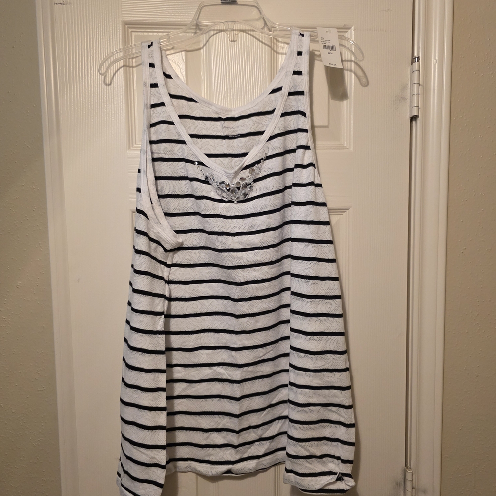 Lane Bryant Black and White Tank Top